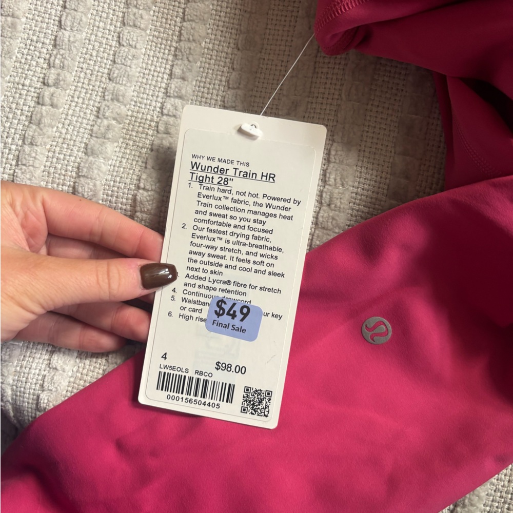 NWT Lululemon pink Wunder Train leggings size 4 28” - Picture 4 of 4